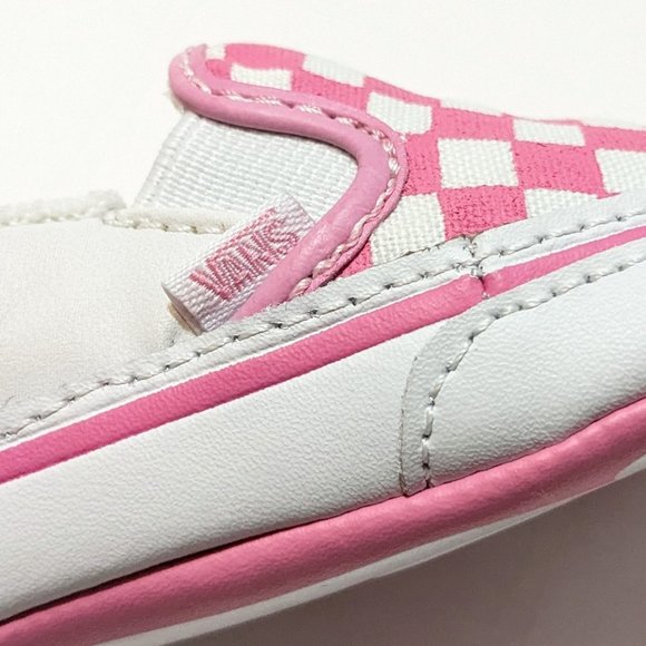 VANS Baby/infant shoes, classic slip-on pink and white checkerboard walkers - Picture 10 of 13